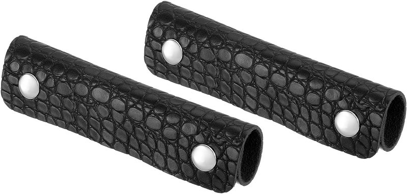 uxcell 2 Pcs Handbag Handle Wrap Covers, PU Leather Crocodile Pattern Purse Strap Wrap Cover Luggage Grip Protector (13x10cm, Black) - Image 1